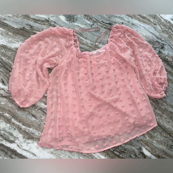 Mi ami Francesca Blush Pink polka dot 3/4 sleeve shirt - Picture 1 of 4